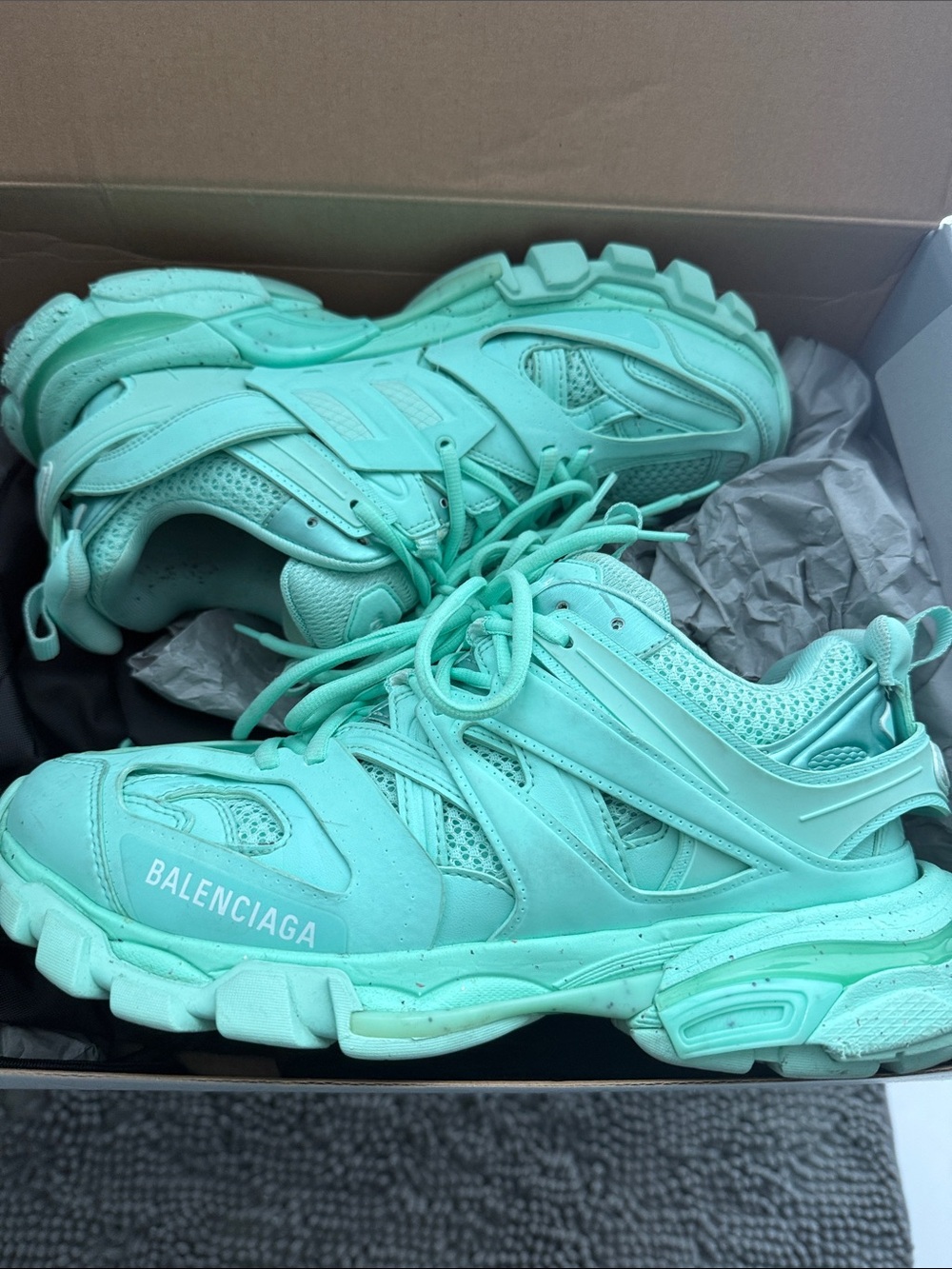 Balenciaga Mint Green Track-Style Chunky Sneakers